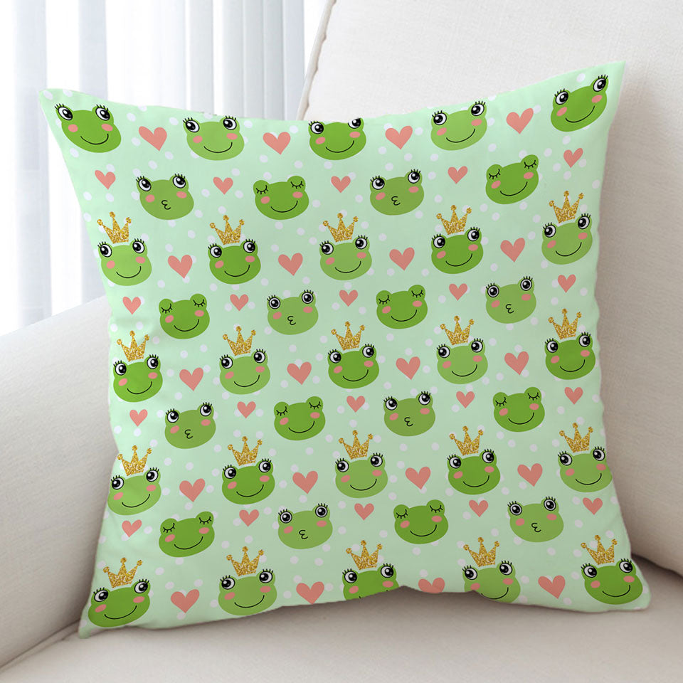 Frog Cushions King Frog and Cute Frog with Hearts
