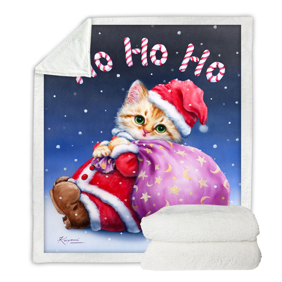Fun Cute Cat Designs Christmas Blankets Santa Kitten