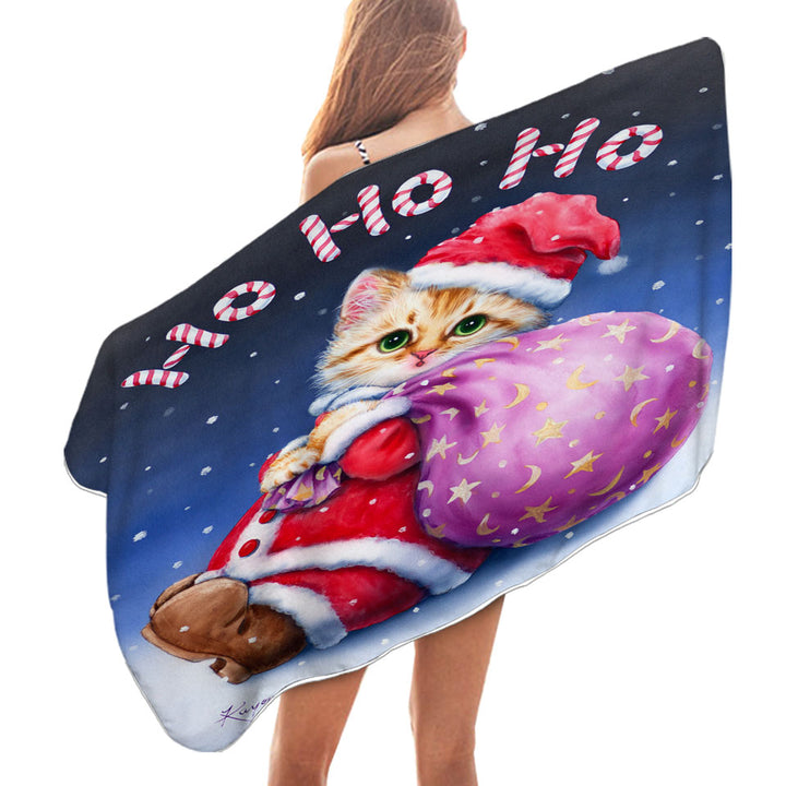 Fun Cute Cat Designs Christmas Pool Towels Santa Kitten