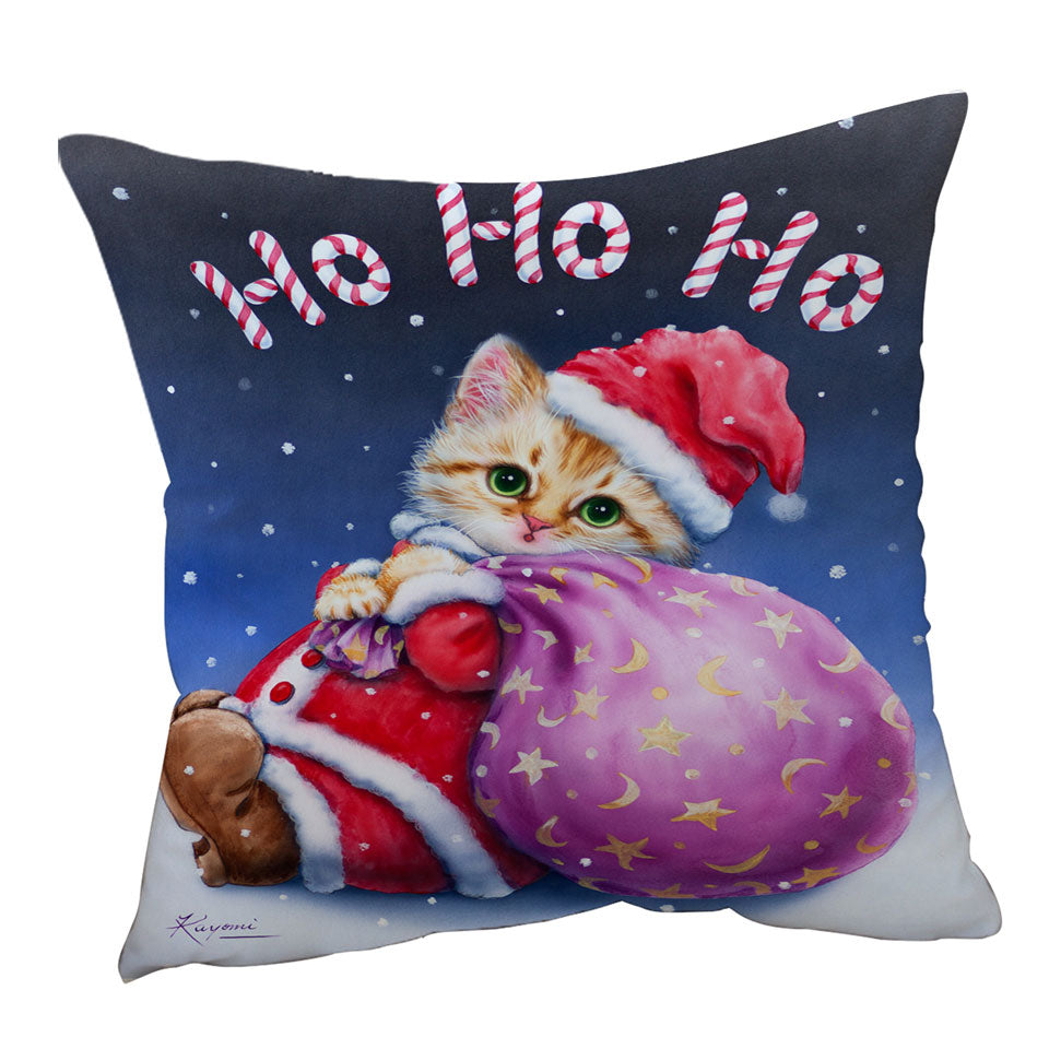 Fun Cute Cat Designs Christmas Throw Pillows Santa Kitten