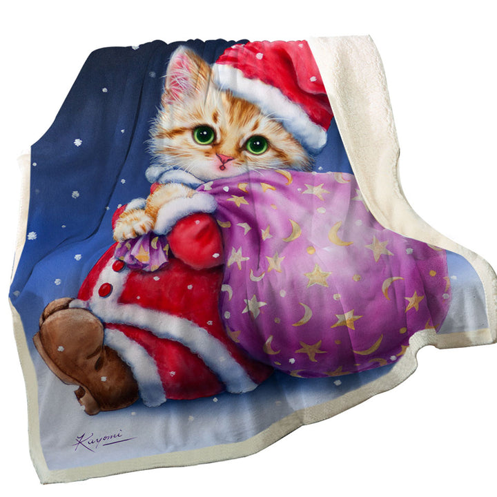 Fun Cute Cat Designs Christmas Throws Santa Kitten