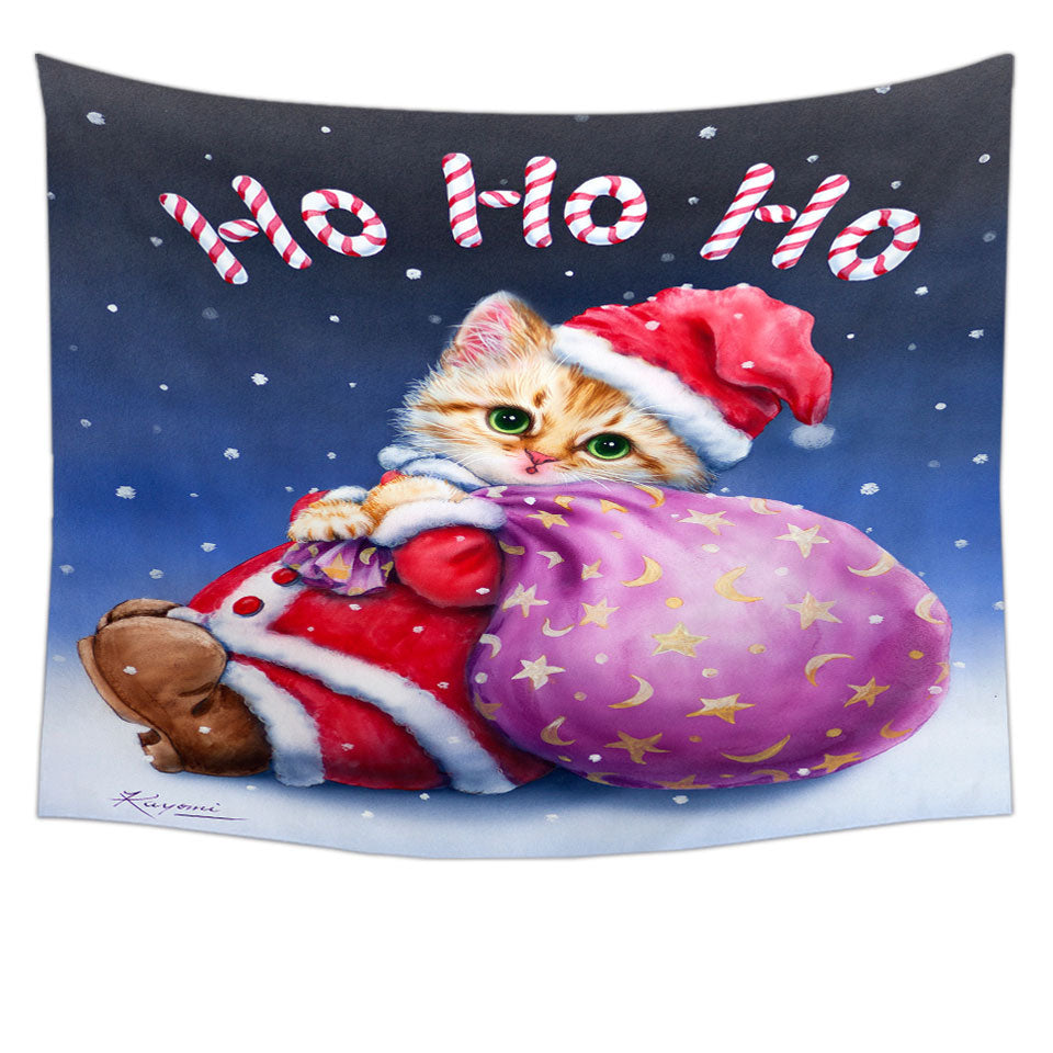 Fun Cute Cat Designs Christmas Wall Decor Santa Kitten