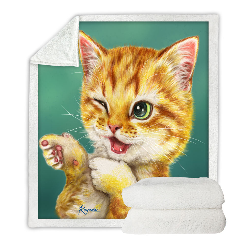 Fun Sofa Throws Gotcha Winking Cool Cat Ginger Kitten