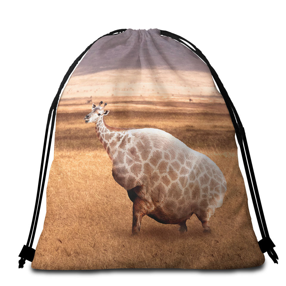 Funny Animals Art Fat Giraffe Beach Towel Pack