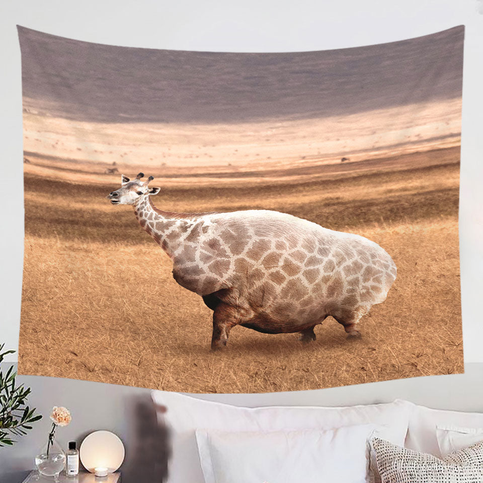 Funny-Animals-Art-Fat-Giraffe-Tapestry-Wall-Decor