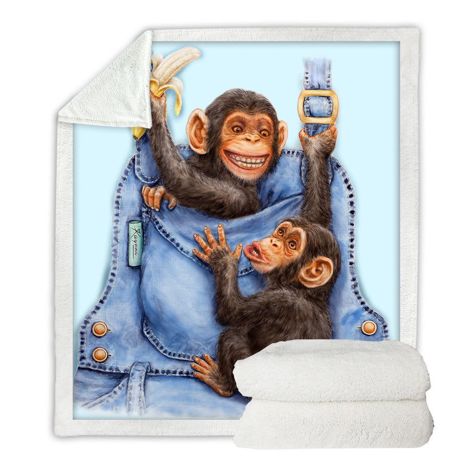 Funny Animals Unique Throws Painting Chimpanzees Overall