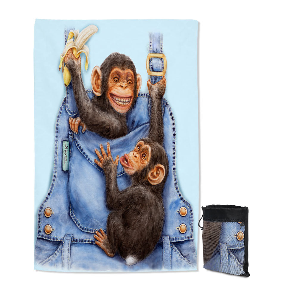 Funny Animals unique Beach Towels Painting Chimpanzees Overall