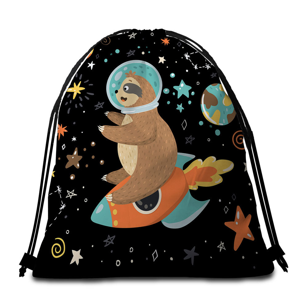 Funny Astronaut Sloth Beach Bags and Towels