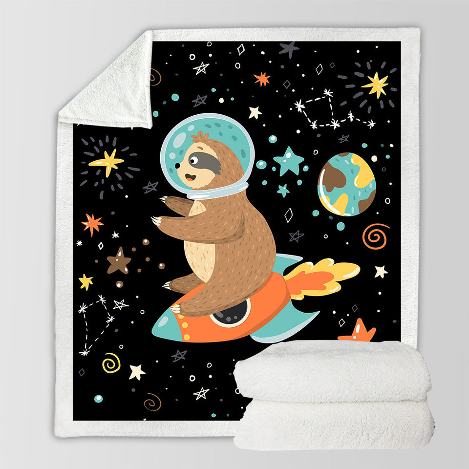 Funny Astronaut Sloth Blankets