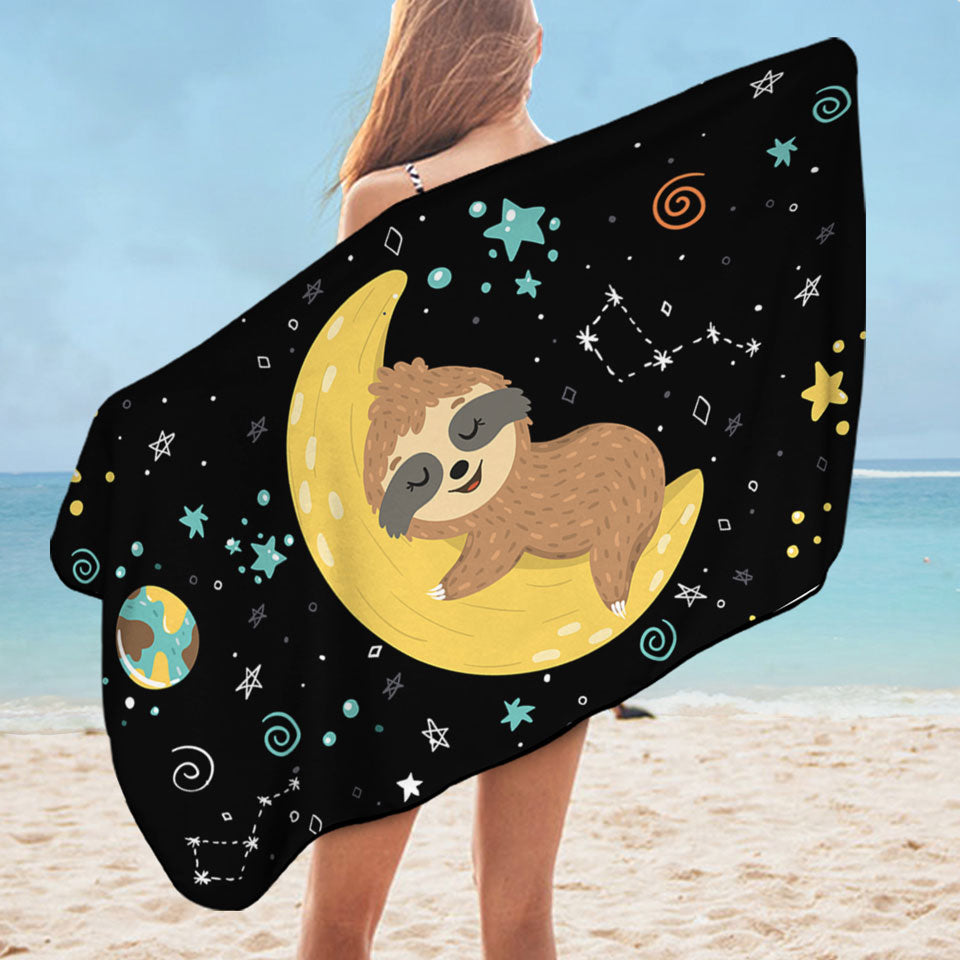 Funny Astronaut Sloth Boys Beach Towels