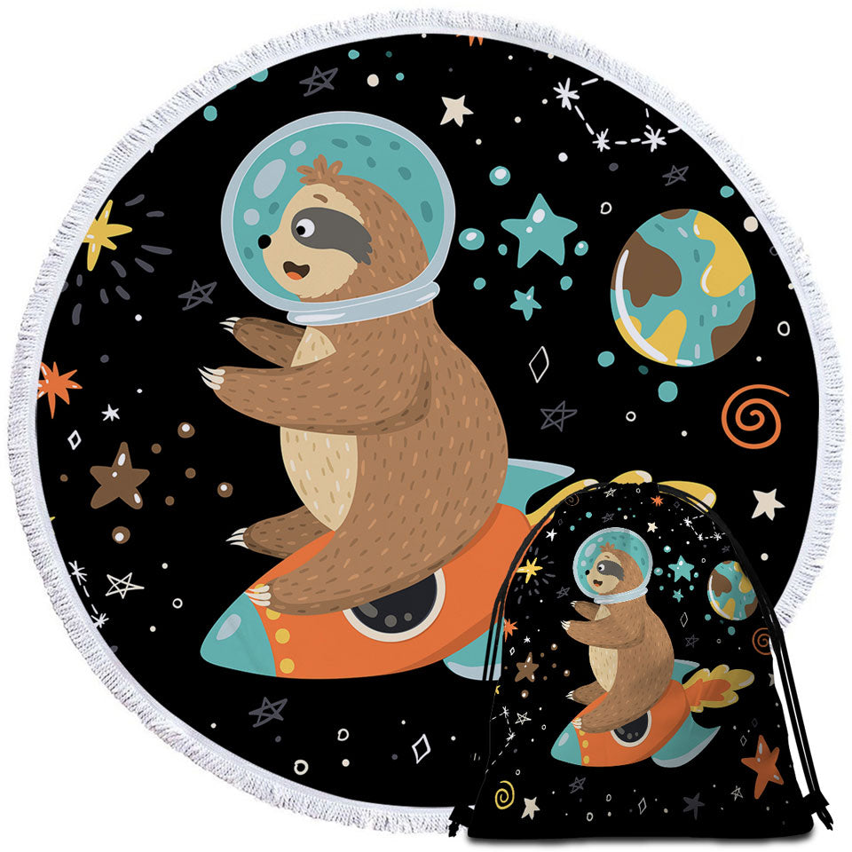 Funny Astronaut Sloth Circle Towel