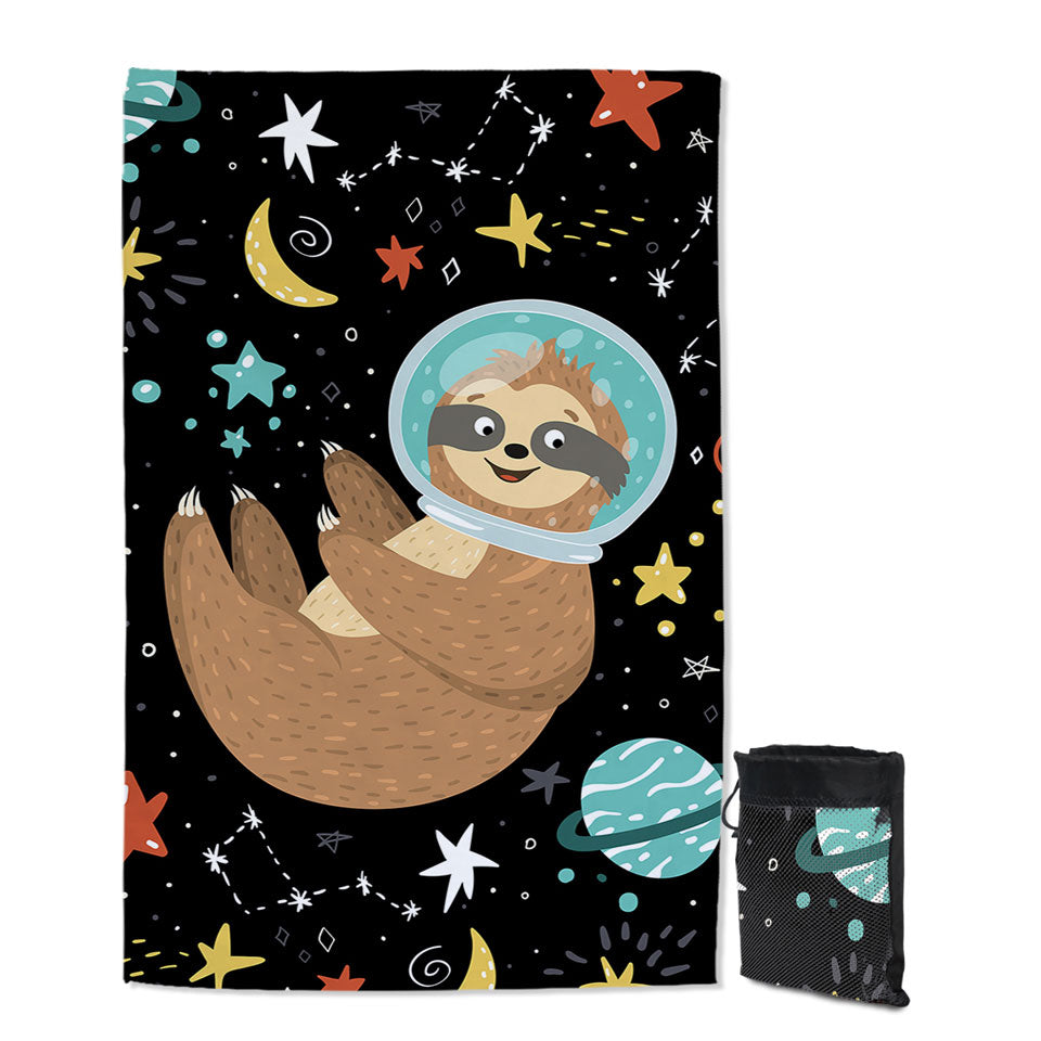 Funny Astronaut Sloth Cool Beach Towel