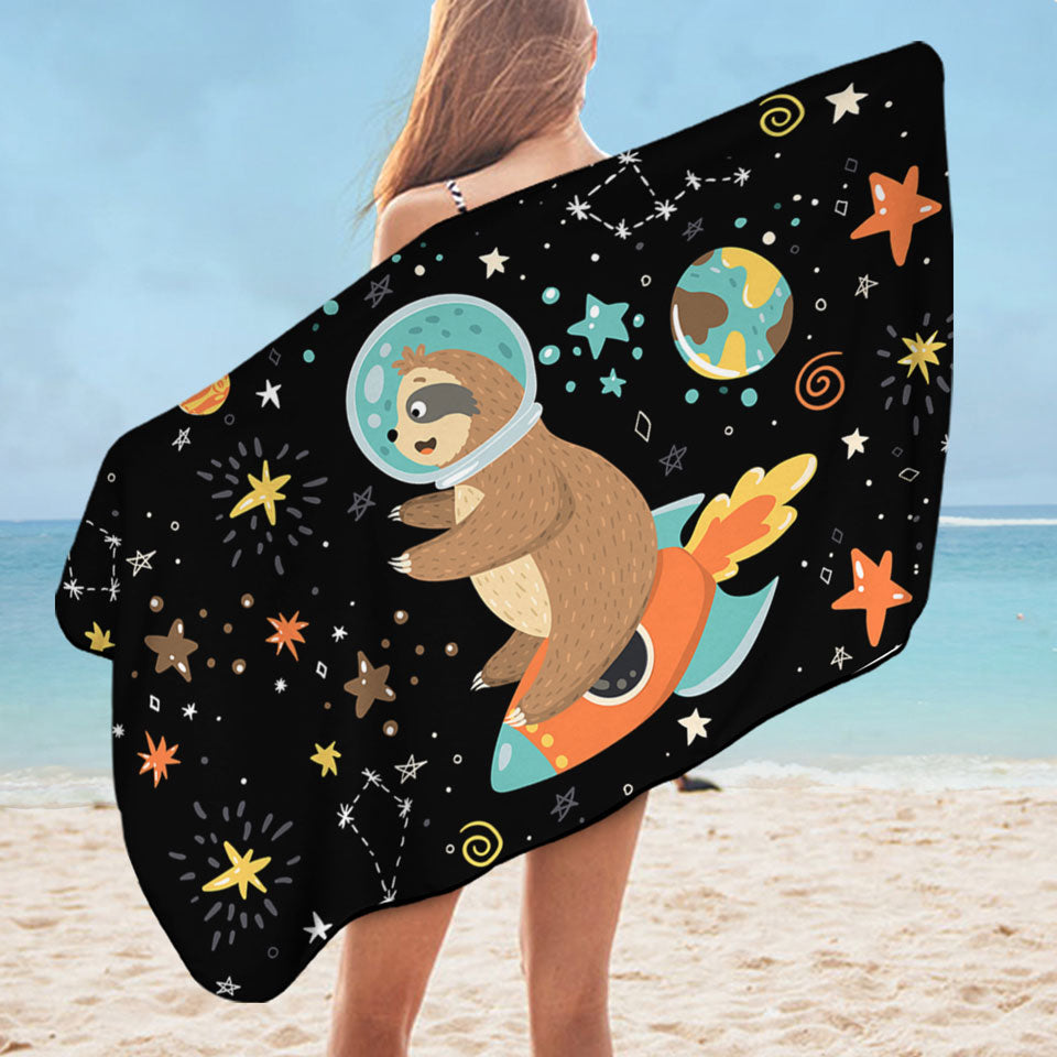 Funny Astronaut Sloth Pool Towels