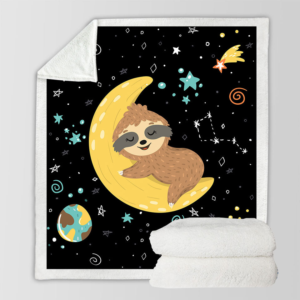 Funny Astronaut Sloth Sherpa Blanket