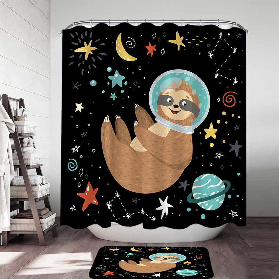 Funny Astronaut Sloth Shower Curtain