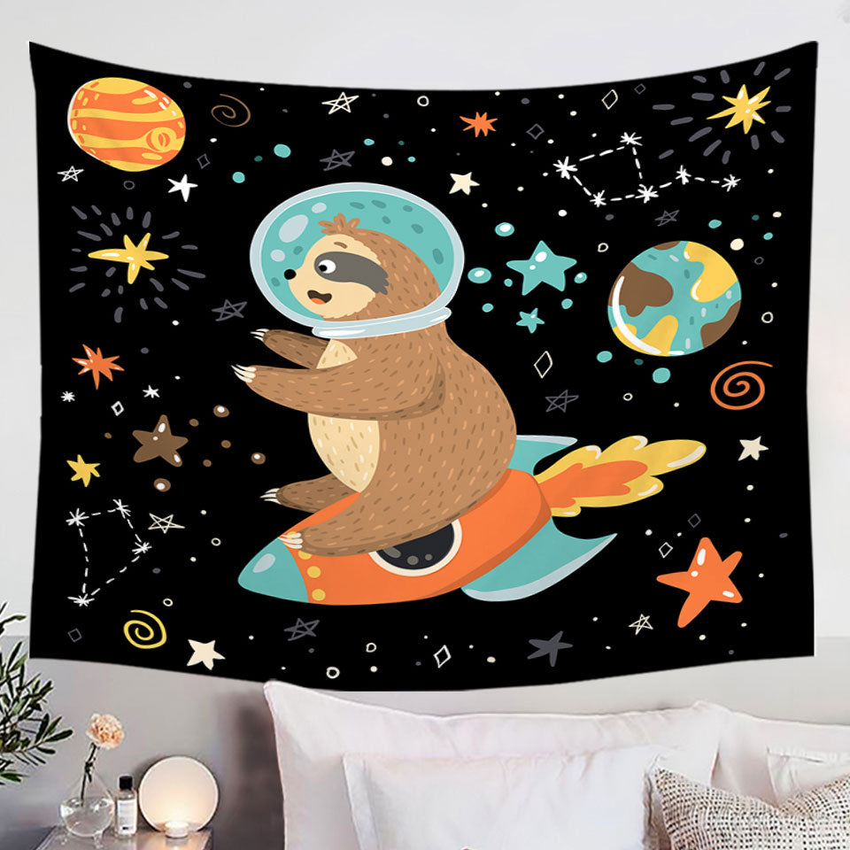 Funny Astronaut Sloth Wall Decor Tapestry