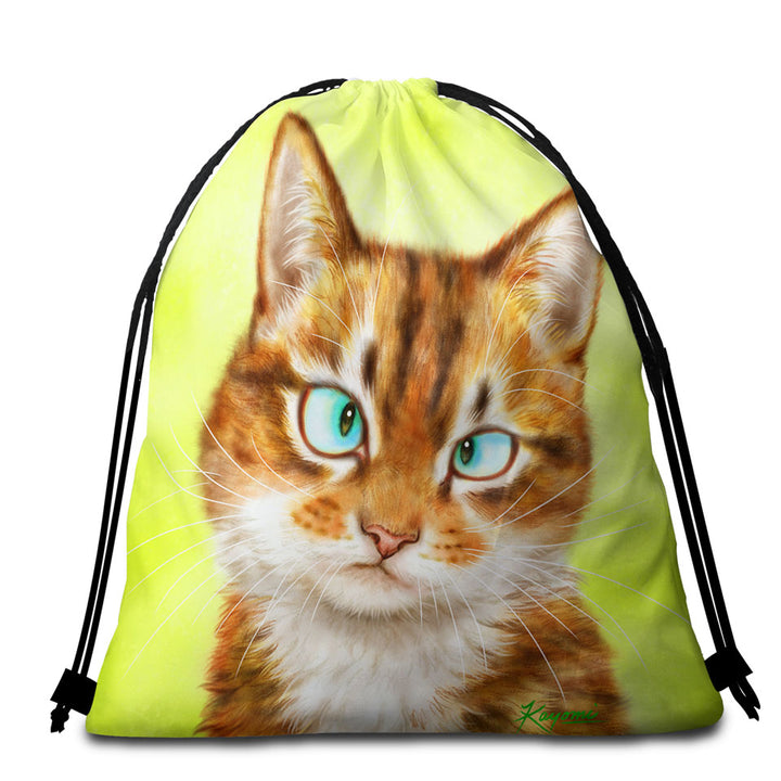 Funny Beach Bags and Towels Cat Drawings Upset Gingal Kitty