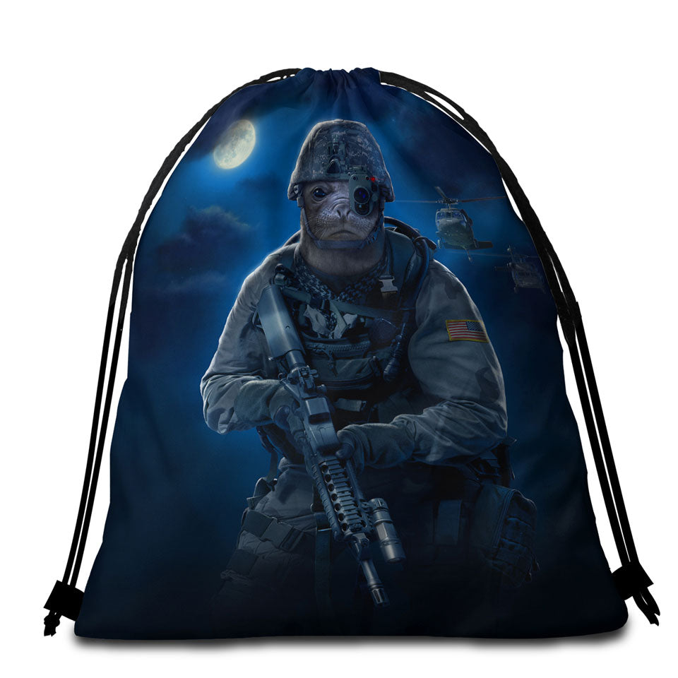 Funny Beach Bags and Towels Cool Animal Artwork the US Navy Seal Beach Towel Pack