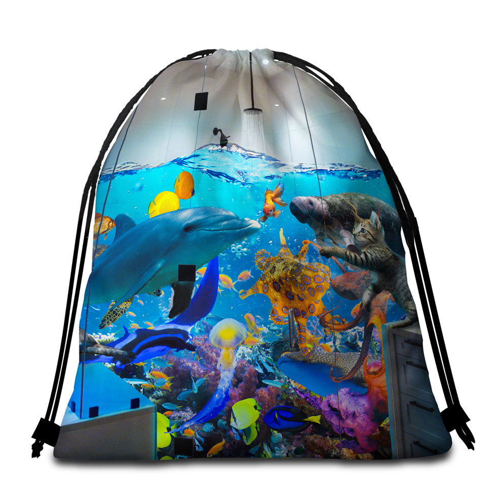 Elegant Horse Art the Black Beach Towel Bags for Boys