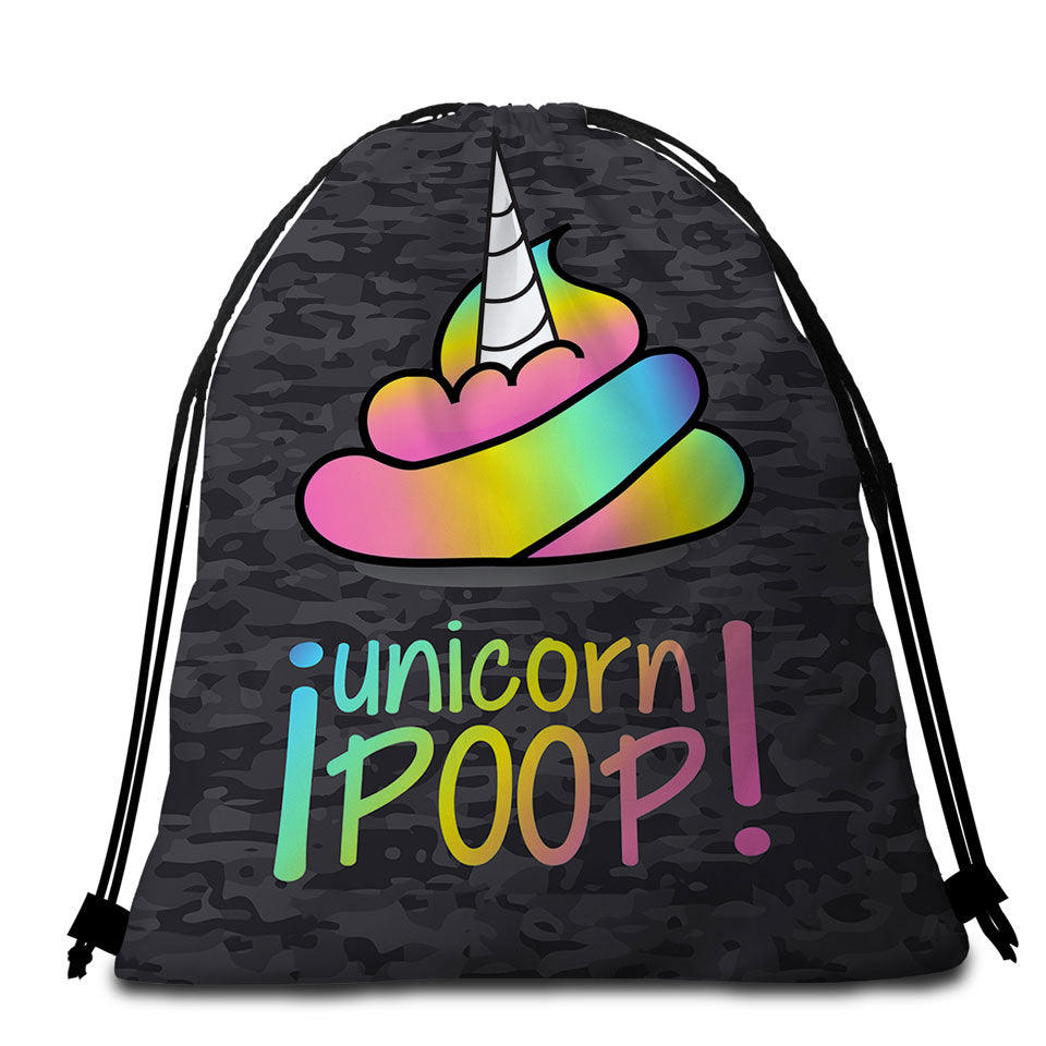 Funny Beach Towel Bags Unicorn Poop
