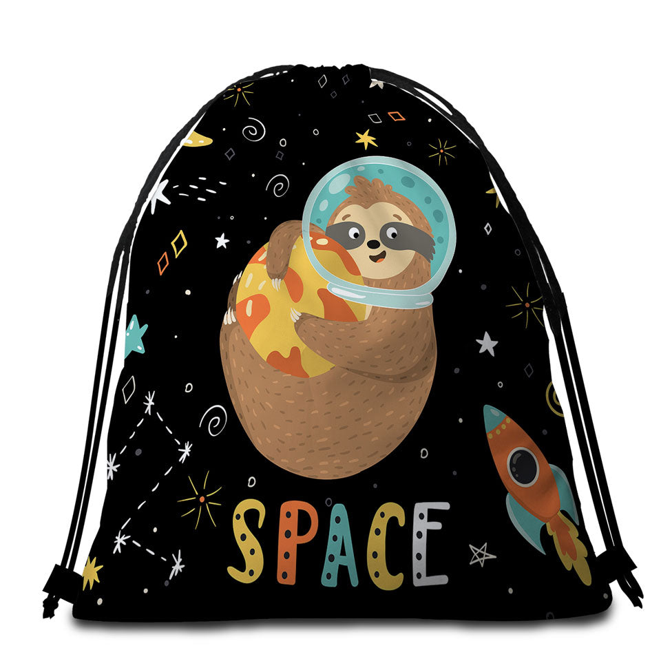 Funny Beach Towel Pack with Astronaut Sloth in Space
