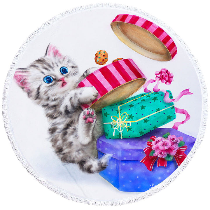 Funny Beach Towel with Cute Christmas Gifts Thief Cookie Kitty Cat