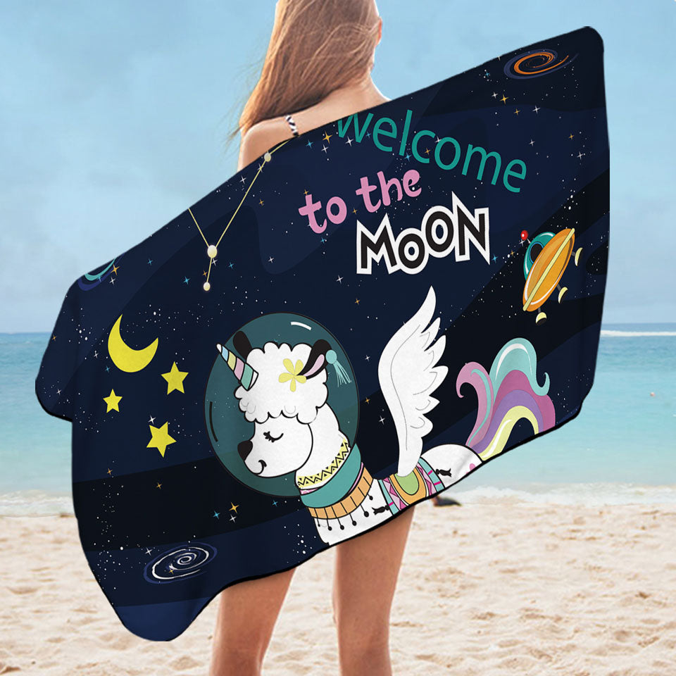 Funny Beach Towels Astronaut Unicorn Sheep