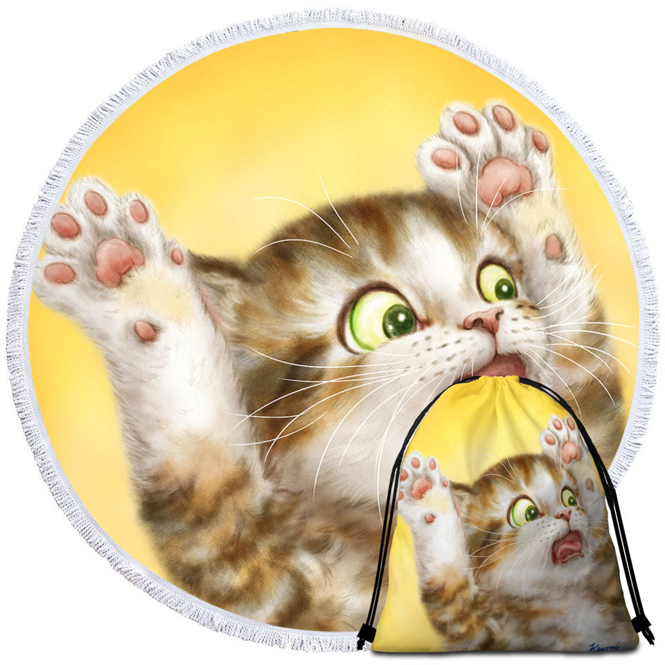 Funny Beach Towels Cats for Kids the Panic Attack Kitty