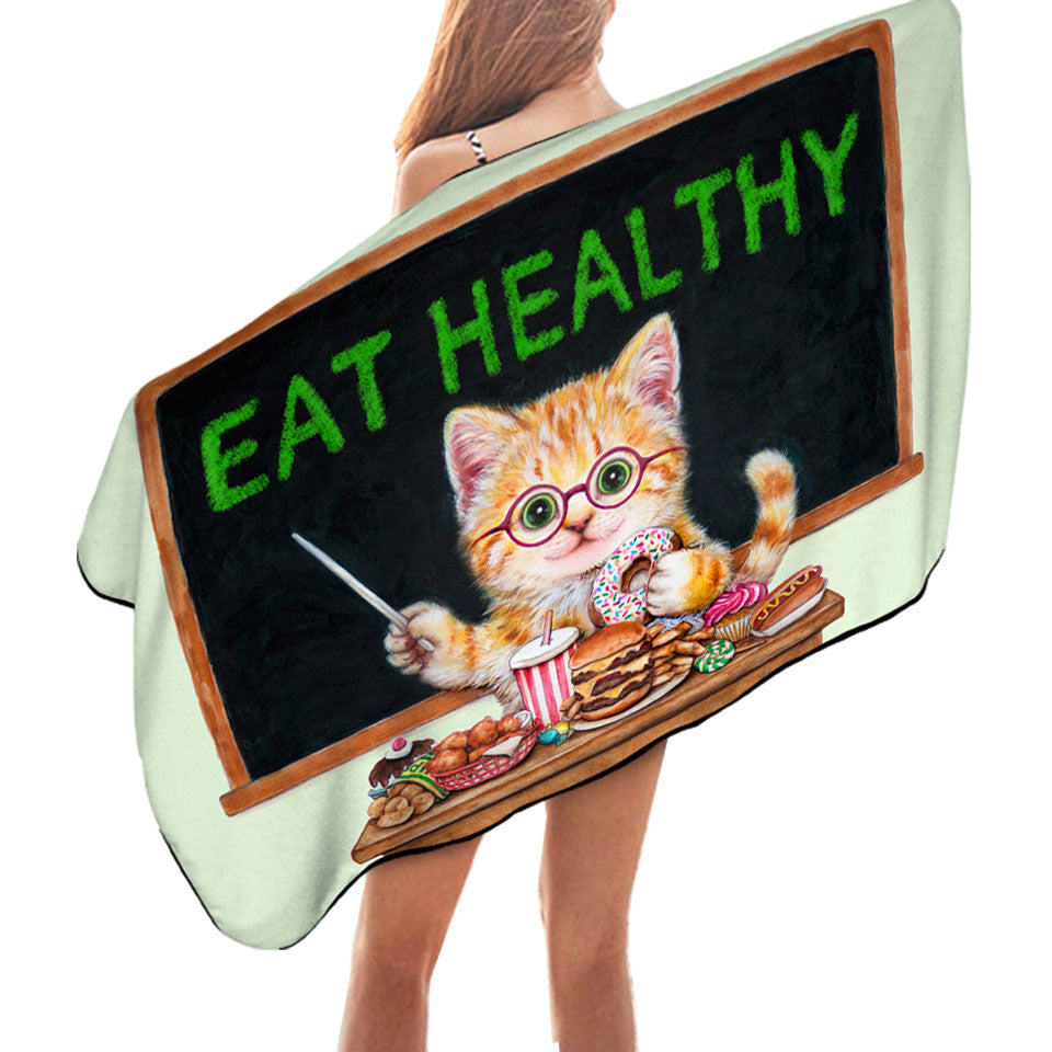 Funny Beach Towels Cute Cats Fast Food Teacher Kitten