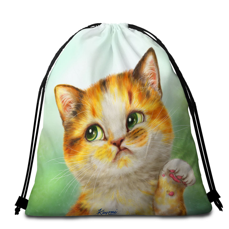 Funny Beach Towels and Bags Set Cats Whatever the Unsatisfied Kitten