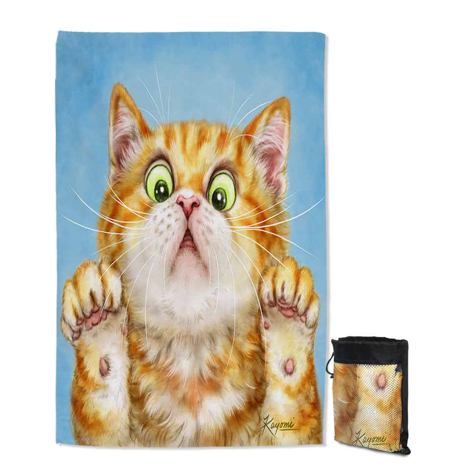 Funny Big Beach Towels Cats Art Curious Ginger Kitten