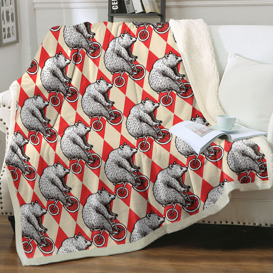 Funny Blankets Bear Riding a Bicycle