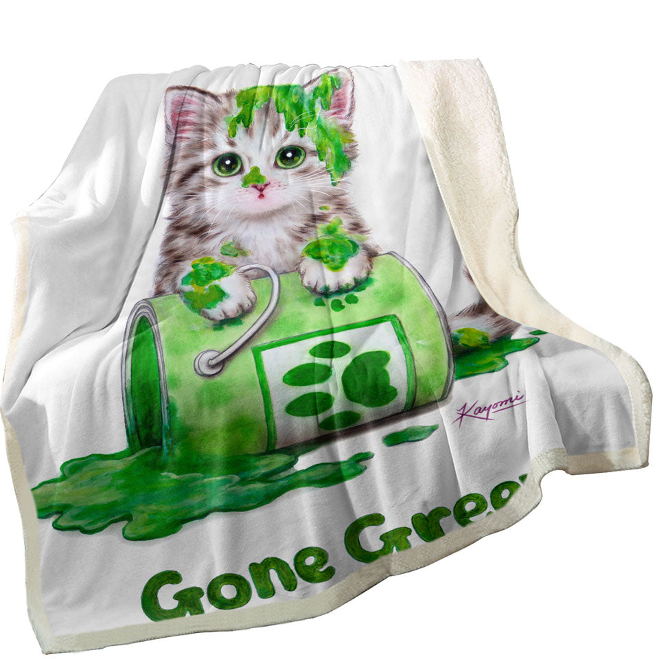 Funny Blankets Cute Cats Gone Green Tabby Kitten