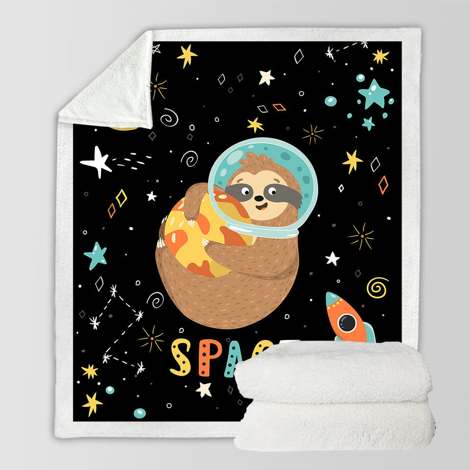 Funny Blankets with Astronaut Sloth in Space