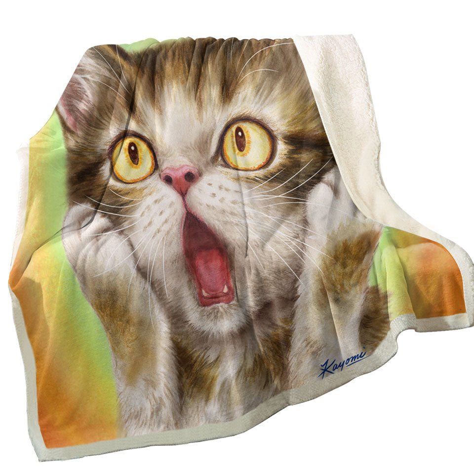 Funny Blankets with Cat Designs Freaked Out Kitten