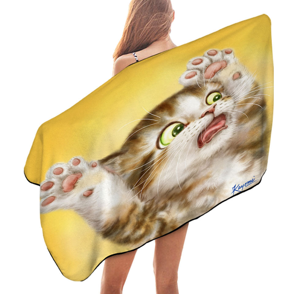 Funny Boys Beach Towels Cats for Kids the Panic Attack Kitty
