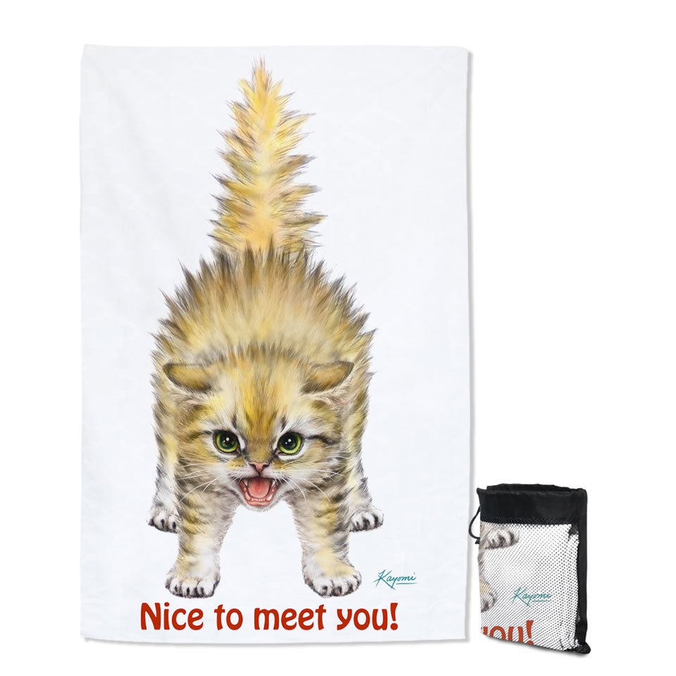 Funny Cats Aggressive Kitten Beach Towels