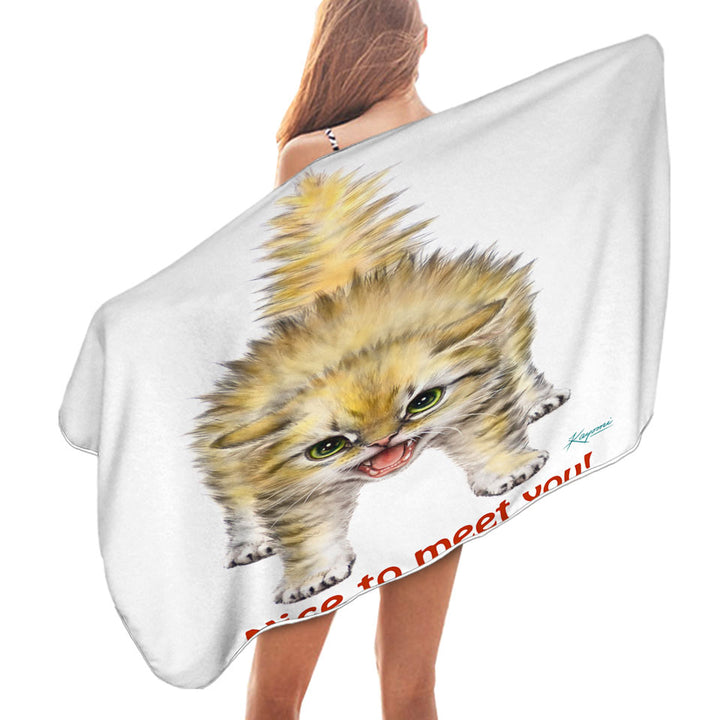 Funny Cats Aggressive Kitten Pool Towel