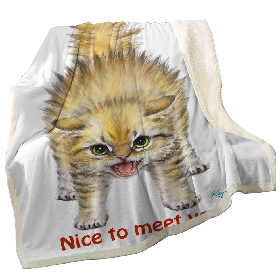 Funny Cats Aggressive Kitten Throw Blanket