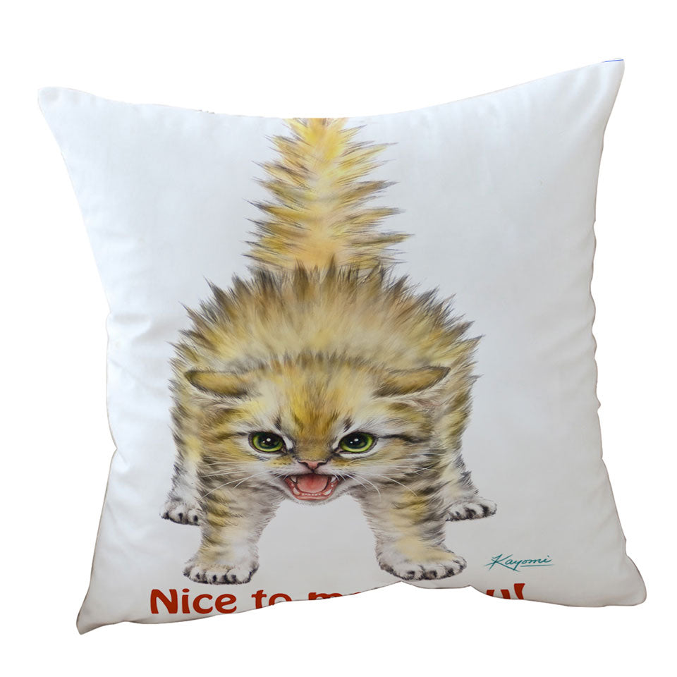Funny Cats Aggressive Kitten Throw Pillow
