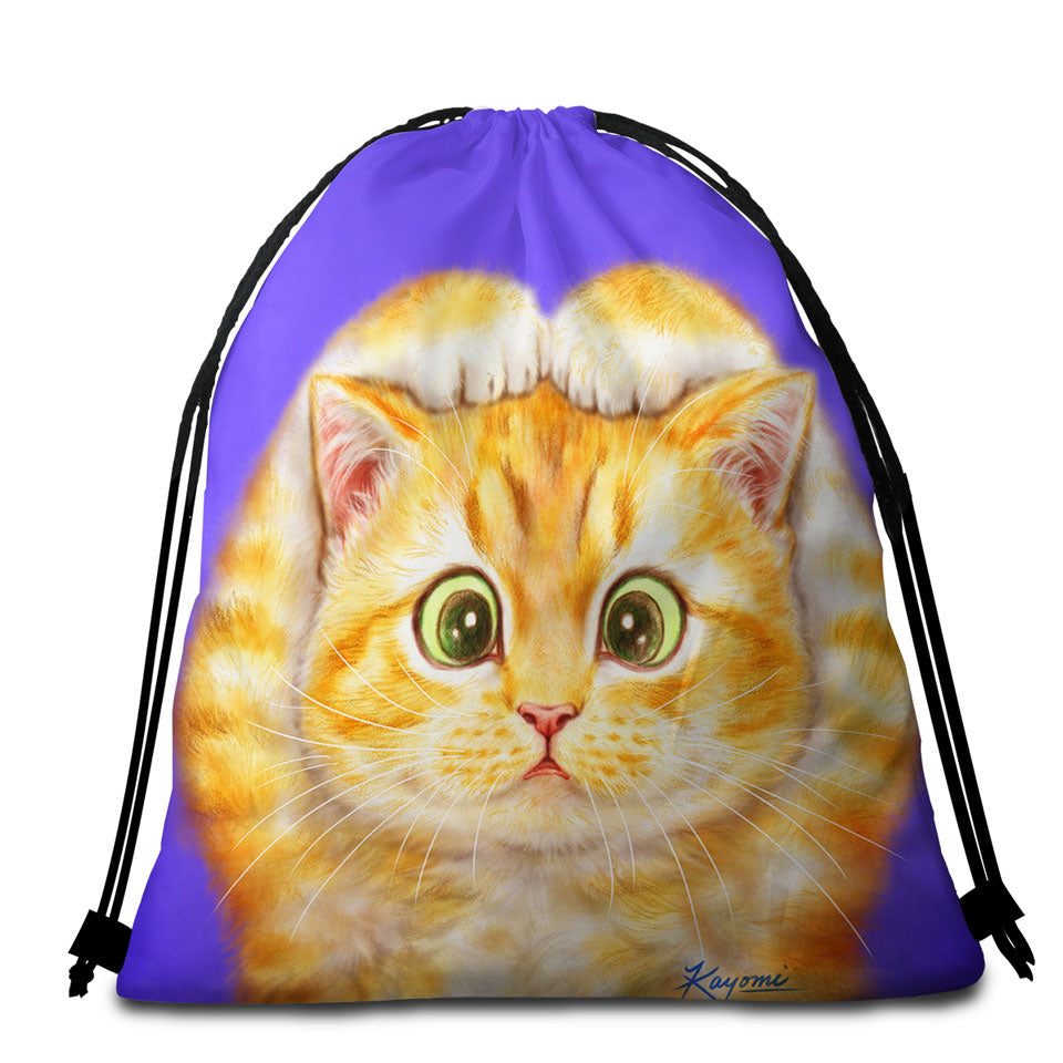 Funny Cats Beach Bags and Towels Drawings Cute Ginger Kitty