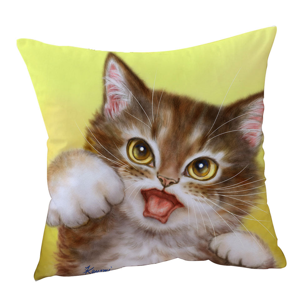 Funny Cats Cushion Covers Aggressive Cute Little Kitty