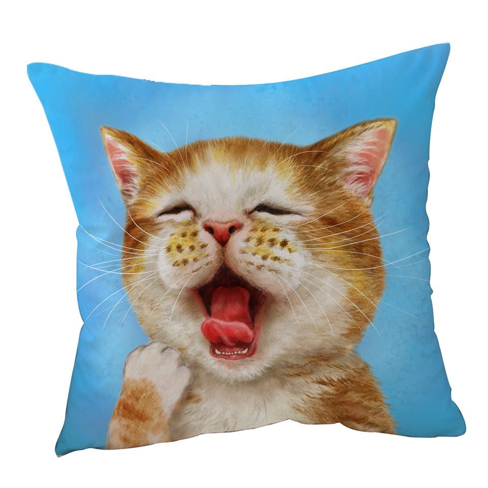 Funny Cats Cushion Covers Sleepy Kitten