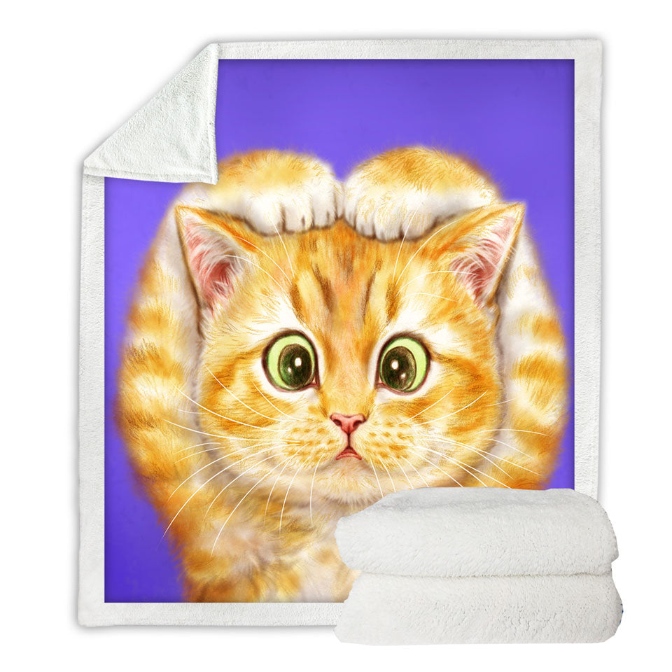 Funny Cats Decorative Throws Drawings Cute Ginger Kitty