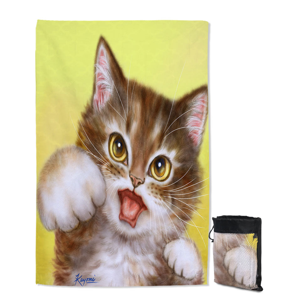 Funny Cats Lightweight Beach Towel Aggressive Cute Little Kitty