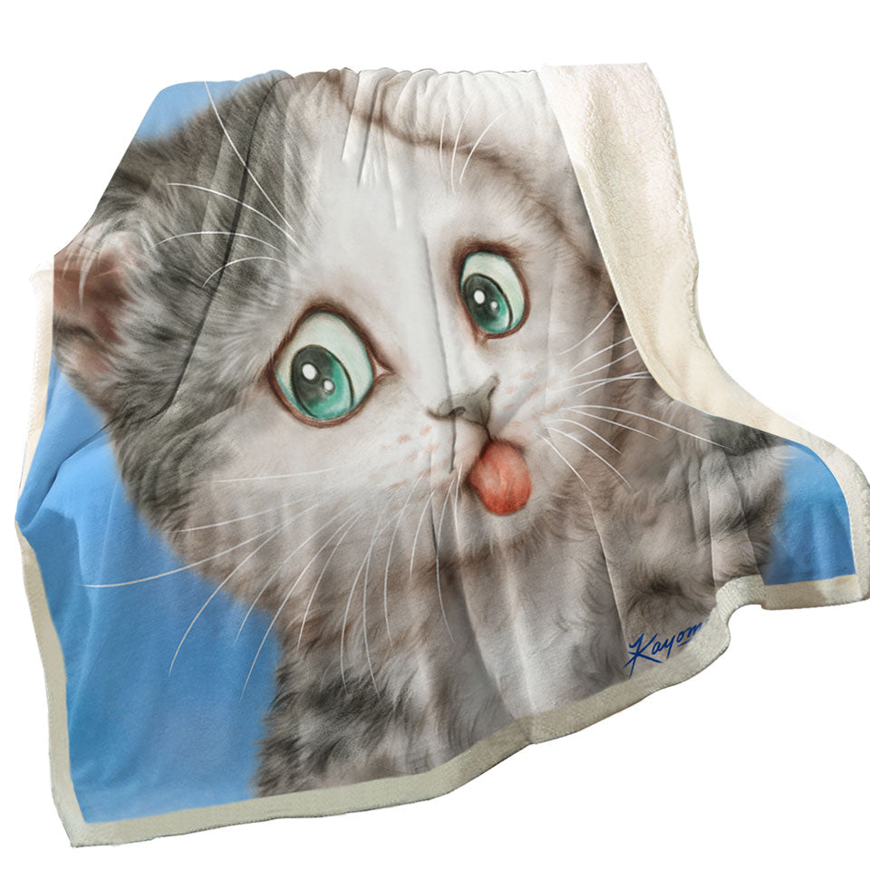 Funny Cats Lightweight Blankets Art Frustrated Grey Kitty