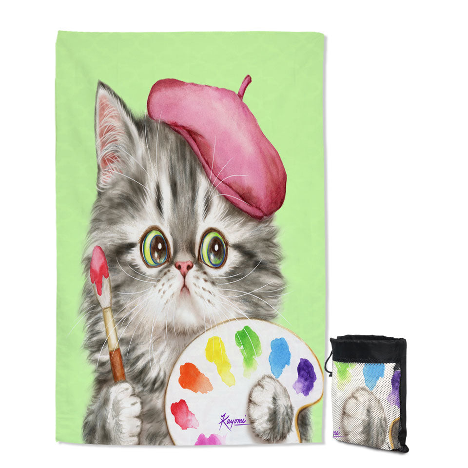 Funny Cats Microfiber Towels For Travel the Girly Kitten Artist