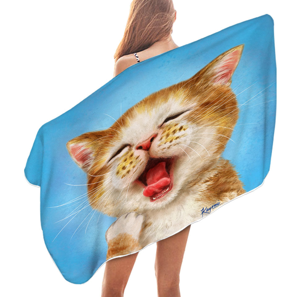 Funny Cats Pool Towels Sleepy Kitten
