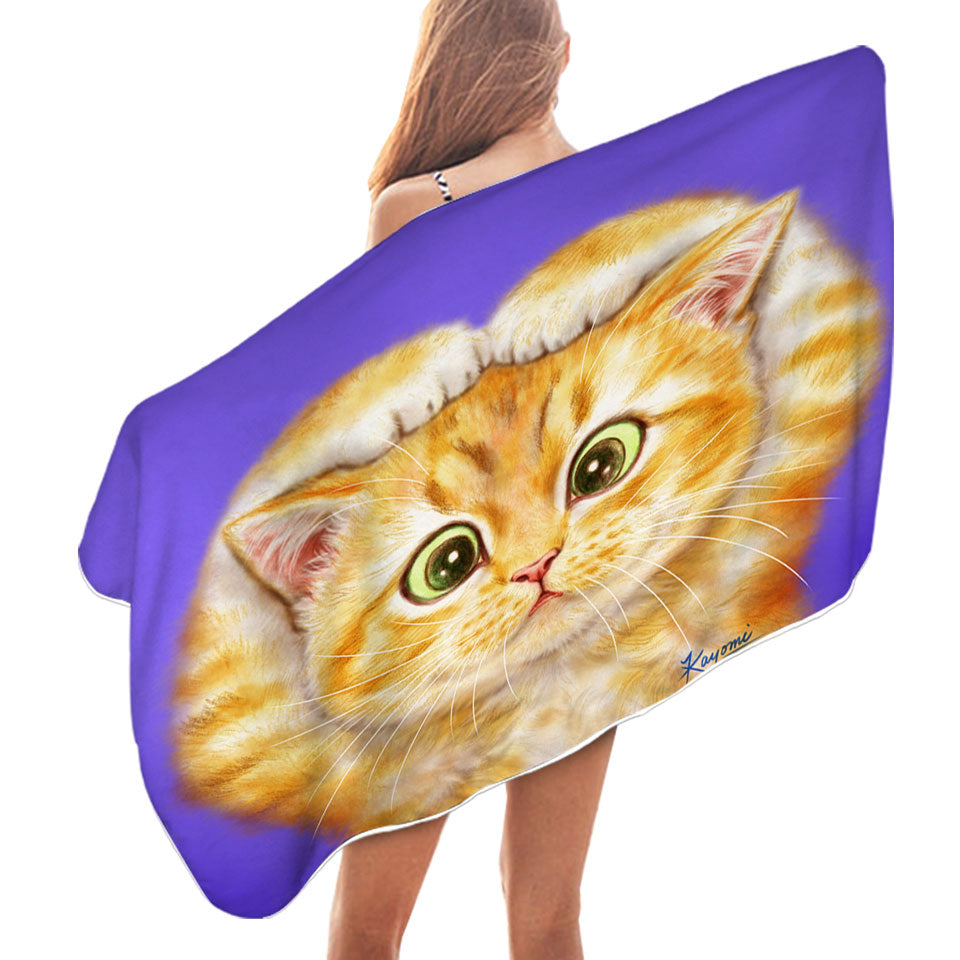 Funny Cats Swimming Towels Drawings Cute Ginger Kitty