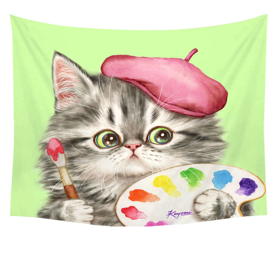 Funny Cats Tapestry Decor the Girly Kitten Artist